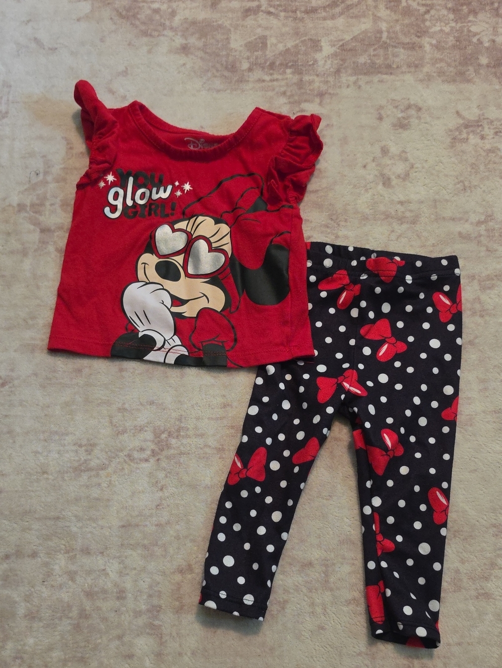 Disney Red Minnie Glow Girl Pajama Set